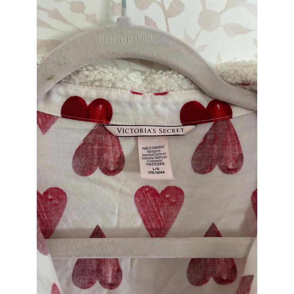 Victoria's Secret Heart Print Button-Up Sherpa Li… - image 2
